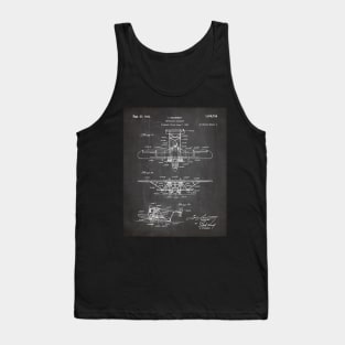 Seaplane Patent - Biwing Seaplane Art - Black Chalkboard Tank Top